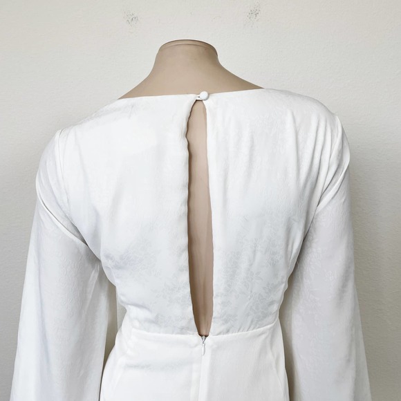 [Modcloth] Lily White Loveliness Babydoll Dress Jacquard Bell Sleeves NWT Sz 1X - Picture 7 of 12